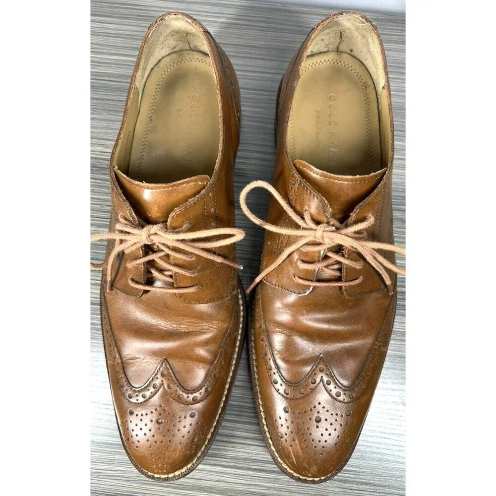 Cole Haan Grand Os Men's Shoes Size 8.5 M Brown Wingtip Oxford Madison Medallion